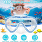 Kids Swim Goggles with Nose Cover, Snorkel Diving Mask Anti-Fog Anti-UV, Snorkeling Gear Swimming Goggles for Kids 3-14 2PCS