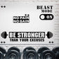 Zonon 3 Pieces Gym Wall Decal, Be Stronger Than Your Excuses, No Pain No Gain Beast Mode Inspirational Quotes Vinyl Wall Art Fitness Exercise Wall Sticker for Gym Office Home Decor
