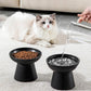 vancasso Ceramic Elevated Cat Bowls 2-Pack - 6.2" Extra Wide Raised Cat Food & Water Dishes, 5.1" Optimal Height Anti-Whisker Fatigue Shallow Bowls for Cats/Kittens/Dogs, Lead & Cadmium Free (Black)