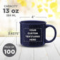 DISCOUNT PROMOS Custom Ceramic Campfire Coffee Mugs 13 oz. Set of 100, Personalized Bulk Pack - Perfect for Tea, Espresso, Cappuccino, Hot Cocoa - Blue