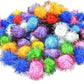 Andiker Cat Crinkle Balls, 2.36 Inches Colorful Cat Balls Chew and Chase Cat Mylar Crinkle Balls Lightweight Cat Toys for Indoor Cats to Keep Fit and Active (100pc)