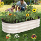 Galvanized Raised Garden Bed Outdoor - 4×2×1ft Planter Raised Beds for Gardening | Oval Metal Garden Planter Box with Safety Edging and Gloves for Vegetables Fruits and Flowers - White
