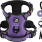 IVY&LANE No Pull Dog Harness for Large Dogs, Dog Vest Harness with Leash, Safety Belt and Storage Strap, Fully Adjustable Harness, 360° Reflective Strip, Soft Handle (Purple, XL)
