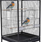 40-Inch Wrought Iron Bird Cage with Open-Top and Rolling Stand, Movable Parrot Cage Pet Bird Flight Cage, 360 Degree View Spacious Interactive Roof Pet Bird House for Medium&Small Birds