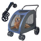 Extra Large Dog Stroller for Medium & Large Pets - Foldable Design, Adjustable Handle, Up to 130 lbs(Blue)