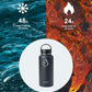 BUZIO 32 oz Water Bottle Insulated with Straw & 3 lid and Carrying Pouch, Leak Proof Anti-Slip Stainless Steel Water Flask Jug, Cold for 48 Hrs Double Vacuum Thermo Canteen, BPA-Free, Black