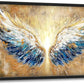 Extra Large Angel Wings Framed Wall Art for Living Room,Oversized Golden Wings Pictures Wall Decor,Holy Gold Blue Canvas Print Painting Modern Artwork Bedroom Office Bathroom 36L" x 24W"