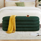 Storage Ottoman Bench 49.2 Inch Upholstered Fabric Storage Bench for Bedroom End of Bed Aesthetic Large Oval Ottoman for Living Room(Dark Green)