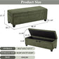 48" Green Ottoman with Storage, Corduroy Storage Ottoman Bench for Bedroom, End of Bed Bench with Safety Hinge for Living Room, Entryway