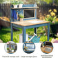 Kids Potting Bench Table Garden Workbench Outdoor Kids Garden Double-Layer Planting Table with Drawing Board Removable Sink,Wood Outdoor Play Kitchen for Toddlers,Backyard and Porch Blue