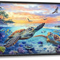 Framed Large Sea Turtle Wall Art for Living Room, Oversized Ocean Turtle Wall Decor Seascape Underwater Marine Life Canvas Painting Home Decoration for Living Room Bedroom Office 60"x30"