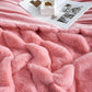 Cozy Bliss Faux Fur Throw Blanket for Couch, Cozy Warm Plush Striped Blanket for Sofa Bedroom Living Room, 90 * 90 Inches Hot Pink