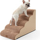 Extra Wide Dog Stairs 19.7" Width, Large Pet Step for Small Medium Dog, Puppy or Cat, Ramp for High Bed or Car, High Density Foam Ladder, Stable, 5 Step, 19.7x33x22.4 inch, Light Brown