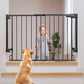 Cumbor 29.2-43" No Bottom Bar Baby Gate for Stairs, 2-in-1 Hardware Mounted Dog Gate Indoor, Wide Pet Gates for Doorway with Large Walk Thru Door, Child-Proof Gate for Top & Bottom of Stairs(Black)