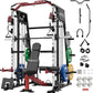 Mikolo Smith Machine, 2200lbs Squat Rack with LAT-Pull Down System & Cable Crossover Machine, Training Equipment with Leg Hold-Down Attachment