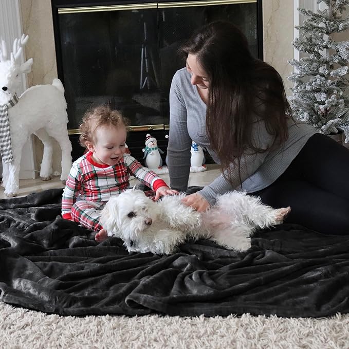 Bedsure Fleece Throw Blanket for Couch Black - Lightweight Plush Fuzzy Cozy Soft Blankets and Throws for Sofa, 50x60 inches