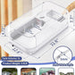 Large Turtle Tank with Water Pump, Acrylic Turtle Tank Starter Kit with Heightened and Curved Fences, Multi-Function Areas, Bottom Drainage