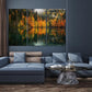 Nature Wall Art Prints - Ocean Forest Mountain Lake Canvas Landscapes - Small to Extra Large Living Room Bedroom Kitchen Bathroom Décor (Autumn by the Lake, 55L" x 83W"- 3 Panels)