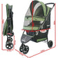 ROODO 3 Wheel Pet Stroller Best Lightweight Foldable Compact Portable Jogger All Terrain Travel Pet Gear Puppy Kitty Stroller for up to 30lbs Medium Small Dogs and Cats(Green)