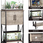 5-10 Gallon Fish Tank Stand, Metal Double Aquarium Stand with Cabinet for Fish Tank Accessories Storage, Heavy Duty 20.5" L* 11.02" W Tabletop, 500LBS Capacity Grey PG06YGZ