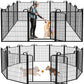 Dog Playpen Outdoor 12 Panels Heavy Duty Dog Fence 47" Height Anti-Rust with Doors Portable for RV Camping Yard, Total 27FT, 58 Sq.ft, Snowy Black