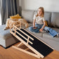 Dog Ramp for Bed, Adjustable Pet Ramps for Dog to Get on Bed, Non-Slip Rubber Surface - Folding Wooden Dog Ramp for Small/Large/Old Dogs, Adjustable up to 23.5 inch High Beds, Safety Railings