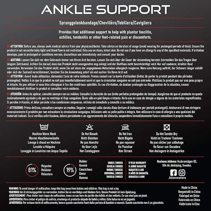 Sleeve Stars Ankle Brace for Women & Men, Ankle Wrap for Sprain, Compression Sleeve for Plantar Fasciitis Relief, Easy Customizable Support: w/ Removable Strap (Single/M:10"-12"/Light Purple)