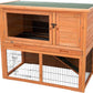TRIXIE natura Outdoor Rabbit Hutch with Run - 2-Story Rabbit Cage with Non-Slip Ramp - Large Elevated Small Animal House with Secure Playpen, Hinged Roof & Pull-Out Tray - in Brown