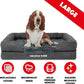 The Dog’s Bed, Large Grey Fur, Memory Foam, Pain Relief: Arthritis, Hip & Elbow Dysplasia, Post Surgery, Lameness, Supportive, Calming, Waterproof Washable Cover, Veterinary Approved