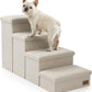 Dog Stairs with Storage, 4-Step Wider Sturdy Dog Steps for Small/Medium/Large Dogs and Older Cats, Folding Doggie Ramp for Bed/Couch/Car Hold Up to 180 lbs (22" H, Beige)