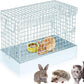 Folding Rabbit Cage, 18 x 10 x 14 in Portable Bunny Carrier with Tray and Handles for Transport, Travel or Temporary Housing, Indoor Outdoor Pet Habitat Animal Enclosure