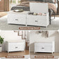 Shoe Storage Bench with Lift Top Storage, Entryway Bench with Cushioned Seat, Adjustable Shelf, 2 Tier Shoe Rack with Doors for Entryway, Bedroom, Hallway, Mudroom, White