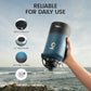 Trebo Water Bottle 64oz with Paracord Handle, Half Gallon Large Vacuum Double Wall Stainless Steel Insulated Water Jug with Holder Strap Straw Spout Lids, Leakproof Keep Cold & Hot, Indigo/Black