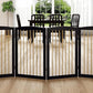 Freestanding Pet Gate for Dogs, Indoor Wooden Dog Gate for House, Foldable Dog Gate for Doorway, Stair, Step Over Pet Puppy Safety Fence Tall, 80 Inch Wide, 4 Panels 32", Black & Gold