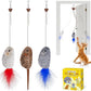 Potaroma Hanging Cat Mice Toys 3 Pcs with Squeaky Sound, Interactive Cat Teaser Retractable, Cat Toys Indoor Kitten Play Chase Exercise, Mental Physical Stimulation