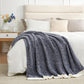 Snuggle Sac Navy Throw Blanket for Couch, Oversized Throw XL Super Soft Warm Blankets Cozy Knit Fuzzy Lightweight Throws for Sofa, Bed, Living Room, Heather Navy, 50x70 inches