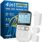 4 in 1 - D.I.Y & Tens Unit & EMS & Massage Muscle Stimulator, Dual Channel TENS Units Therapy Machine for Pain Relief, FDA Cleared Rechargeable Electronic Pulse Massager, with 12pcs Electrode Pads.