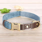 Didog Soft PU Leather Dog Collars for Medium Dogs,Classic Adjustable Dog Collars with Quick Release Metal Buckle,Easy Clean and Comfortable with Nylon Lining,Denim Blue,M Neck 13-19"