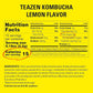 TEAZEN Lemon Kombucha Tea, Hydration Drink Mix, Sugar Free, Live Probiotics & Prebiotics, 10 Sticks, 1.76oz