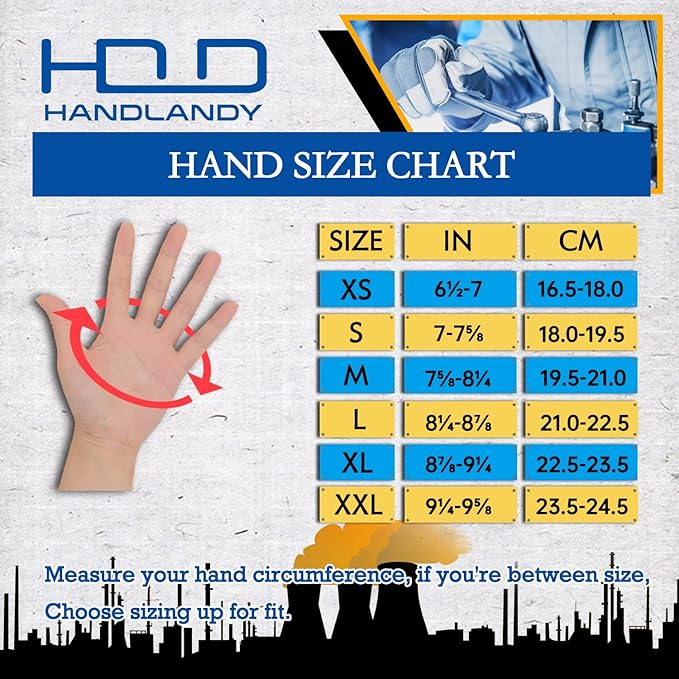 HANDLANDY Fingerless Work Gloves for Men, Half Finger Working Glove Grip Shock-Absorbing Breathable Uwrist TPR Anti-Collision Gloves for Mens & Women (XL)
