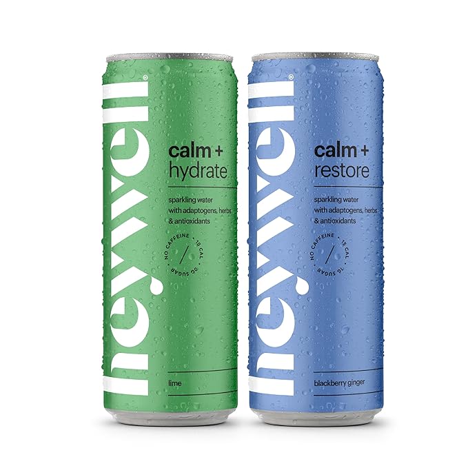 Heywell Sparkling Adaptogenic, Calm Variety Pack, 12 Fluid Ounce (Pack of 12) - Organic, Non GMO, Vegan, Gluten Free, Dairy Free