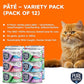 Pate, Canned Wet Cat Food, 100% Mercury-Tested, Moist Can Fish, Grain-Free Protein, Non-GMO, Variety Pack of 12-3X Tuna/Salmon, 3X Tuna/Pumpkin, 3X Tuna/Sardine, 3X Salmon/Sardine