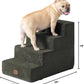 EHEYCIGA Dog Stairs for Bed 18" H, 4-Step Dog Steps for High Bed, Pet Steps for Small Dogs and Cats, Non-Slip Balanced Pet Ramp Indoor, Olive Green