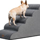 GoGoBunny Ramp Dog Stairs for High Beds 22.6" H, 5-Step Dog Slope Stairs with Durable Waterproof Fabric Cover, Pet Steps for Old Large Dogs Climbing, Non-Slip Sturdy Indoor Step, Grey