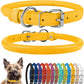 CollarDirect Rolled Leather Dog Collar, Soft Padded Round Puppy Collar, Handmade Genuine Leather Collar Dog Small Large Cat Collars 13 Colors (6-7 Inch, Yellow Textured)