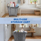 PLKOW Laundry Cart with Wheels 320L Large Rolling Laundry Cart for Commercial/Home, Rolling Laundry Basket with Steel Frame and Waterproof Lining, 9 Bushel, 32.3L x 19.7W x 30.7H Inch, Grey