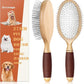 Dog Brush for Long Haired Dogs, 27mm Extra Long Pin Brush for Grooming, Shedding - Beech Wood Material, Non-Slip Rubber Handle, Round-Tipped Pins