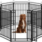 Dog Playpen Outdoor 8 Panels Heavy Duty Dog Fence 47" Height with Thick Pipe Anti-Rust with Doors Portable for RV Camping Yard, Total 18FT, 25 Sq.ft, Snowy Black