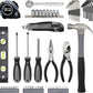 Amazon Basics 65 Piece Home Basic Repair Tool Kit Set With Bag, Silver, Black