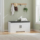 2-Tier Storage Bench, Shoe Bench with Thickened Padded Seat Cushion, Entryway Bench with 2 Doors, Adjustable Shelf, 13.8" D x 37.4" W x 18.5" H, for Entryway, Living Room, Bedroom, White